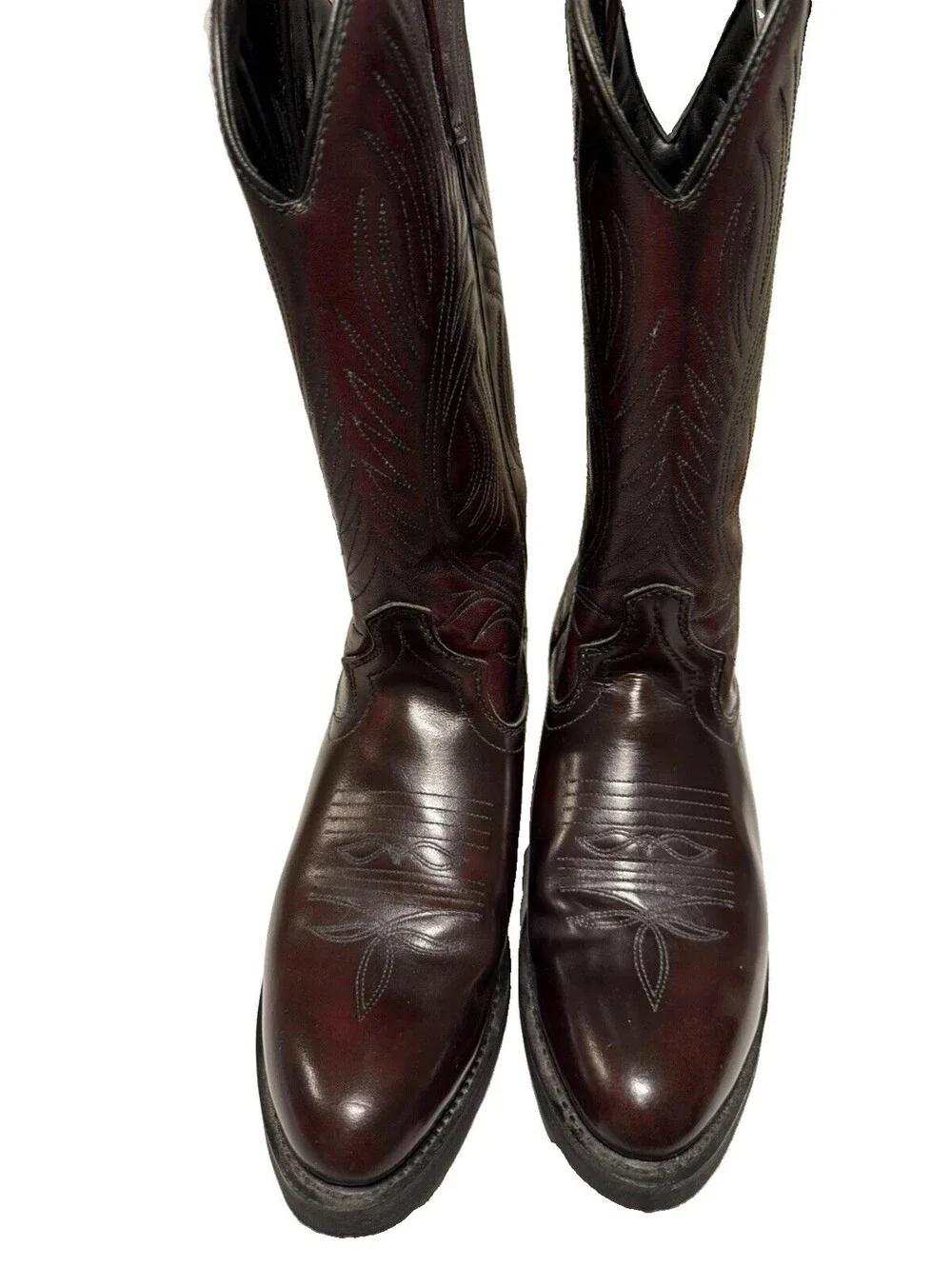 JB Dillion Burgundy Leather Cowboy Boots Mens 7D. New without Box